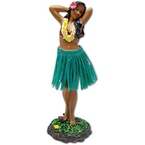 Hula Dashboard Doll - Hula Girl Flower Placing Pose