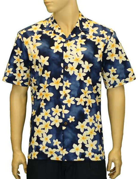 Hawaiian Shirt Tropical Island Plumeria (blue)