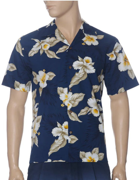 Hawaiian Shirt Hibiscus Trend (navy)