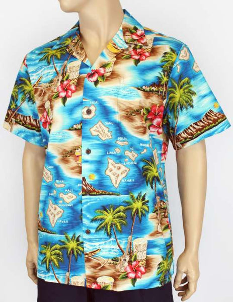 Hawaiian Shirt Hawaiian Islands (turquoise)